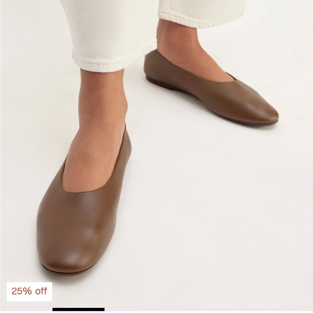 Everlane The Italian Leather Day Glove Flats in Cocoa Brown size 10 Women's NIB